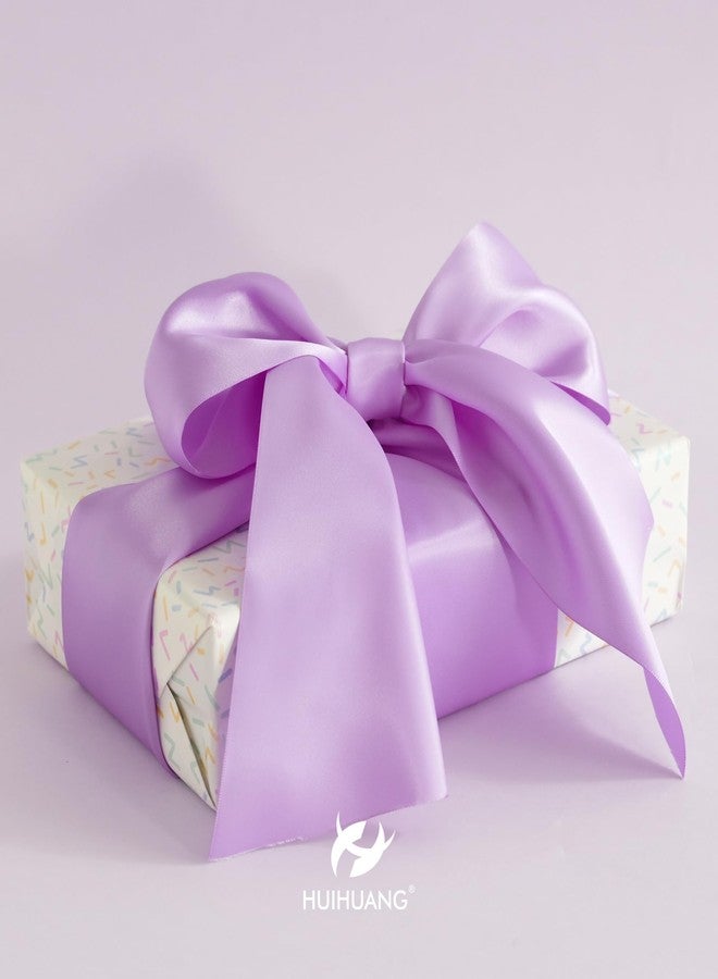 HUIHUANG Lilac Satin Ribbon 4 inch Wide Liliac Purple Ribbon Double-Faced Satin Ribbon for Wedding Chair Sash Bridal Shower Decor Large Bows Making Flower Bouquet Crafts -10 Yards/Roll - Image 5